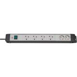 Premium-Line Technics extension lead 6-way black/light grey 3m H05VV-F 3G1,25 4x BS + 2x earthed sockets *GB*