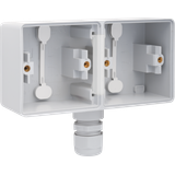 Splashproof double horizontal surface-mounting box with one M20 input