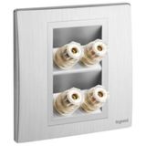 Mallia Senses 2 gang single loudspeaker socket outlet - Brushed Aluminium