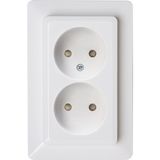 Double socket outlet without earth, with