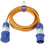 CEE extension 5m, orange
5m PUR cable H07BQ-F 3G2.5, in orange signal color
with CEE plug "powerlight" and CEE coupling "powerlight" with phase indication 230V/16A/3-pole/6h