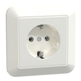 SCHUKO socket with full cover plate, increased contact protection, plug-in terminals, polar white glossy, 1-M