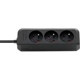 Eco-Line extension lead 3-way black 3m H05VV-F 3G1,5 *FR*