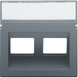 Central plate data 2x RJ oblique output, blue grey coated