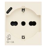 2P+E 16A Universal+USB-C outlet canvas