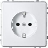 SCHUKO socket, increased contact protection, plug-in terminals, polar white, AQUADESIGN