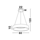 3000K Matt White Aluminium   & Acrylic  LED 54 Watt 230 Volt   2124Lm 3000K IP20  D: 60 H: 120 cm Adjustable Height