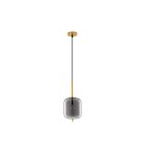 Brass Gold Metal & Smoky Glass Black Fabric Wire LED E14 1x5 Watt 230 Volt IP20 Bulb Excluded D: 16.5 H: 120 cm Adjustable height