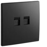 Double RJ45 socket outlet category 5E UTP brushed black