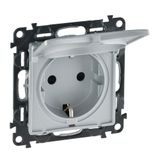 2P+E SOCKET SCHUKO WITH FLAP, AUTO TERMINAL, SHUTTERS, ALUMINIUM VALENA LIFE