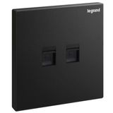 Galion - 1 gang double RJ 45 category 5E UTP socket outlet - matt black