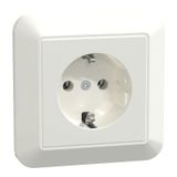 SCHUKO socket outlet with full cover plate, plug-in terminals, polar white gl