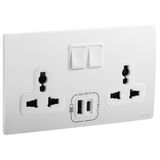 2G MULTISTANDARD SWITCHED SOCKET + USB TYPE A+C 3A MATT WHITE