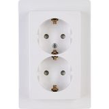 Double earthed socket outlet, with shutt