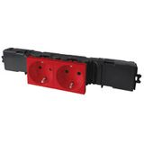 Socket Mosaic - 2x2P+E - instal on trunking - auto term WIELAND - standard - red