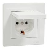 SOCKET WITH COVER, GROUNDED WHITE ASFORA WHITE