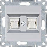 Double RJ45 socket - silver