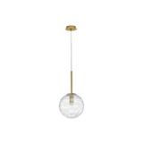 Brass Gold Metal Clear Structured Glass LED E27 1x12 Watt 230 Volt IP20 Bulb Excluded D: 25 H: 200 cm Adjustable Height