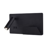 SOMNILA SPOT, indoor LED surface-mounted wall light 3000K black version right incl. USB connection