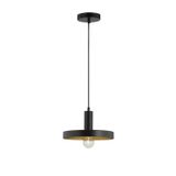 Black Metal Outside  Gold Inside  Black PVC Wire  LED E27 1x12 Watt 230 Volt  IP20 Bulb Excluded  D: 25 H1: 15 H2: 120 cm Adjustable height