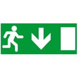 Label - for emergency lighting luminaires - exit door below - 310x112 mm