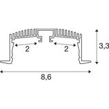 GRAZIA 60 Profile recessed 1.5m aluminium