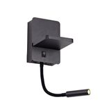 Rob II 10.5cm LED Wall Light 5W+3W 532Lm 3000K USB and Wireless Charge Black