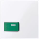 Central plate for stop button, green, active white glossy, system M