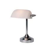 Banker Lamp E14 L22cm H30cm Glass White/Chrome