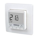 Clock thermostat as room controller, AC 230V, 1 changeover contact, heating 5(2) A, cooling 1(1) A, white backlighting