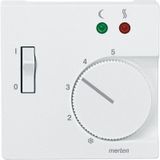 Central plate for floor temperature controller insert with switch, polar white, System M