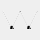 Pendant Attic 2 bodies Conic Shape 1200mm E27 23W Black