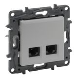 Double RJ45 socket Niloé Step category 6A STP aluminium