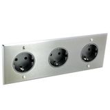 Art d'Arnould univers Memory triple standard schuko horizontal power socket 2P+E 16A 250V - Brushed steel