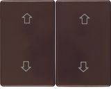 Rocker 2gang imprinted arrows symbol, arsys, brown glossy