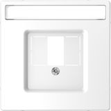 Central plate with square opening and label field, lotus white, System Design