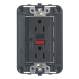 Two 2P+E 15A outlets USA+GFCI grey