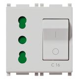 2P+E 16A P17/11 outlet +C16 CB Silver