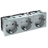 STD-D0 AL3 Socket 0°, triple protective contact 250V, 10/16A