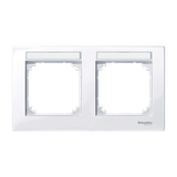 M-Plan frame, 2-gng w. labelling option, horiz. installation, act. wht, glos.