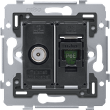 Combination coax with RJ45 connection UTP cat. 6, PoE++ ready, flat mo