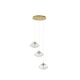 Brass Gold Metal  Blown Clear Glass   LED G9 3x5 Watt 230 Volt  IP20 Bulb Excluded   D: 25 H: 180 cm Adjustable Height