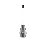 Chrome Glass   Black Metal  Black Fabric Wire   LED E27 1x12 Watt 230 Volt  IP20 Bulb Excluded  D: 17 H1: 28.5 H2: 120 cm Adjustable height