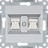 Double RJ45 socket - silver