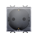 GERMAN STANDARD SOCKET-OUTLET 250V ac - 2P+E 16A - 2 MODULES - WITH COVER - SATIN BLACK - CHORUSMART