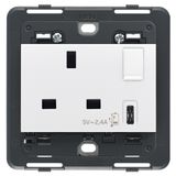 2P+E13ABS socket+switch +C-USB white