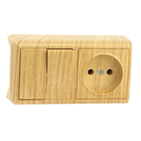 Vera Oak Two Gang Switch + Socket Horizontal