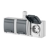 AQUANT SOCKET 3x2P+Z SCHUKO HORIZONTAL