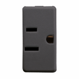 USA STANDARD SOCKET-OUTLET 250/125V ac - 2P+E 15A 125V - FLAT PARALLEL HORIZONTAL PLUG - 1 MODULE - SYSTEM BLACK