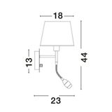 White & Chrome Aluminium White Fabric Shade Adjustable Switch On/Off LED 3 Watt 3000K 180Lm E27 1x12 Watt 230 Volt IP20 Bulb Excluded L: 18 W: 21 H: 44 cm